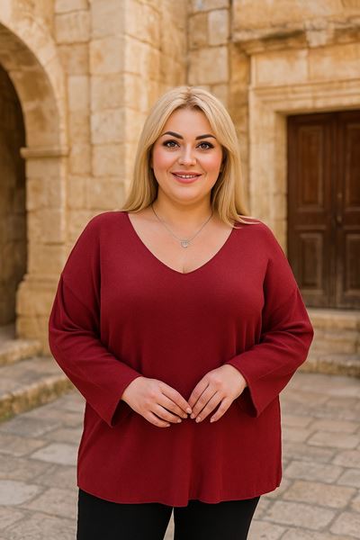 Picture of CURVY GIRL SOFT V NECK JUMPER